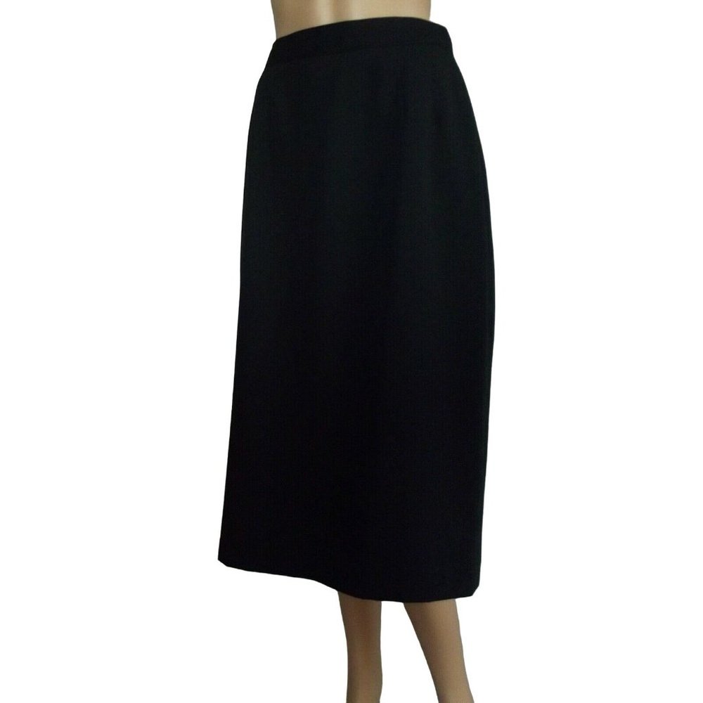 Radcliffe Size Small Solid Black Straight Midi Shirt polyester rayon knee length